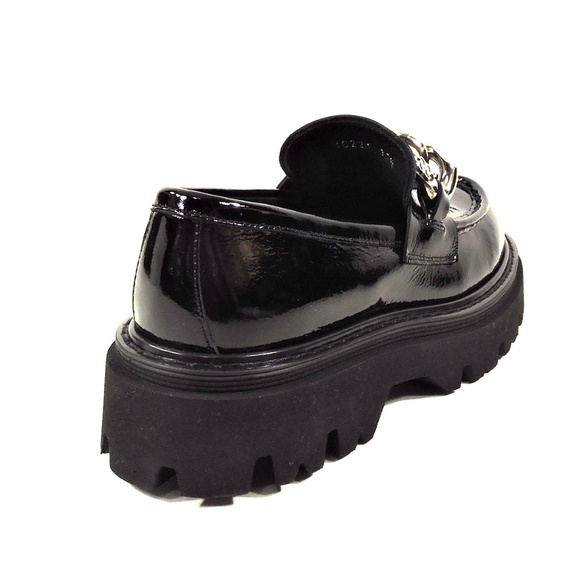 CASADEI 🇮🇹 WOMENS BLACK PATENT LEATHER COMFORT LOAFERS - Picture 4 of 7